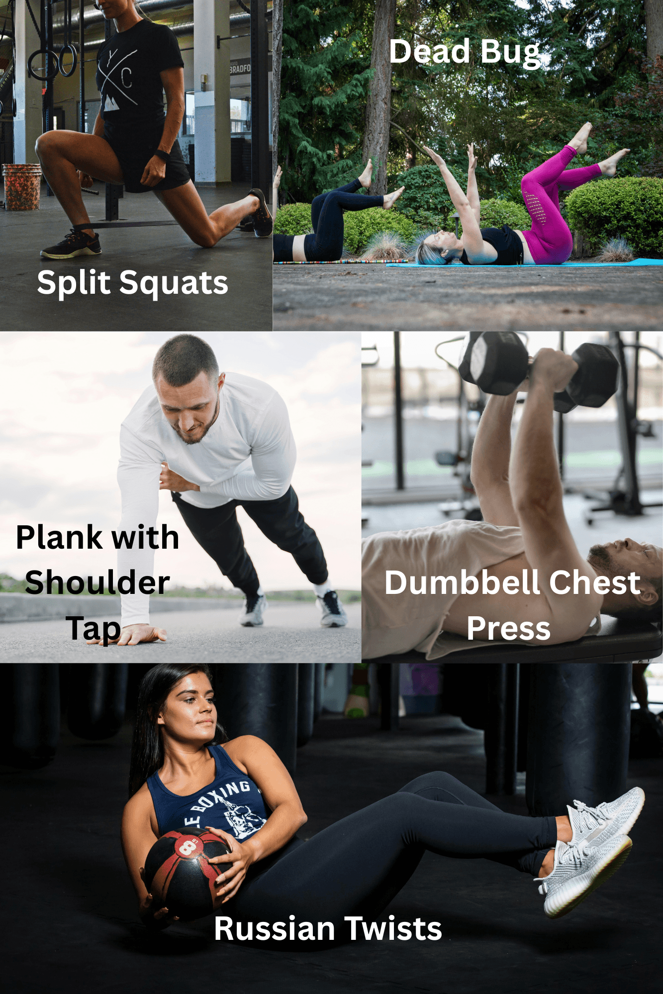 Exercise collage with week 4 movements.