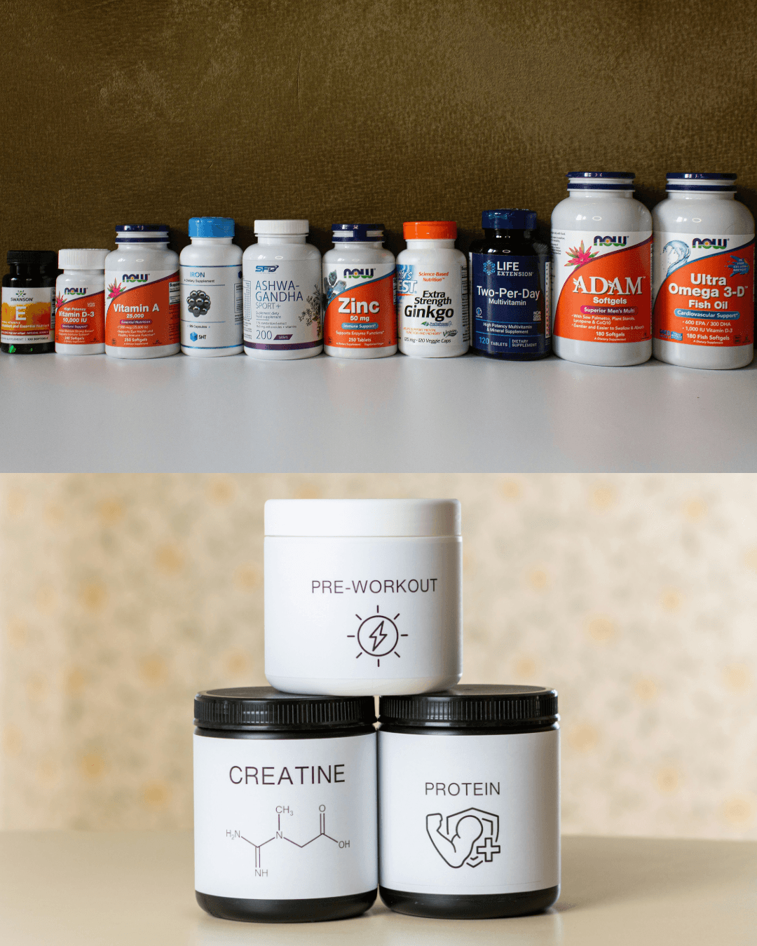 Too many supplements compared to a simple supplement stack with protein, creatine, and pre-workout