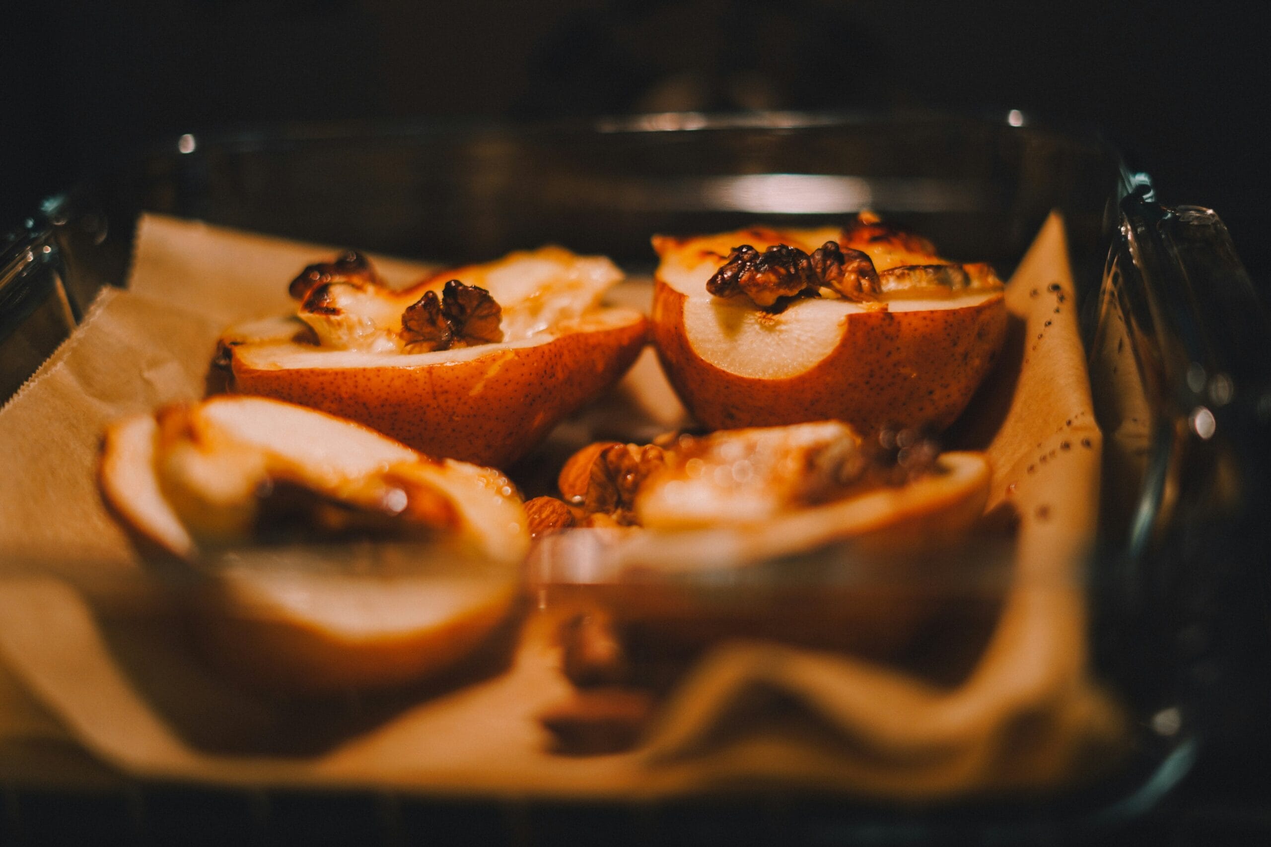 Baked apples stuffed with cinnamon and nuts, a warm and healthy holiday dessert.