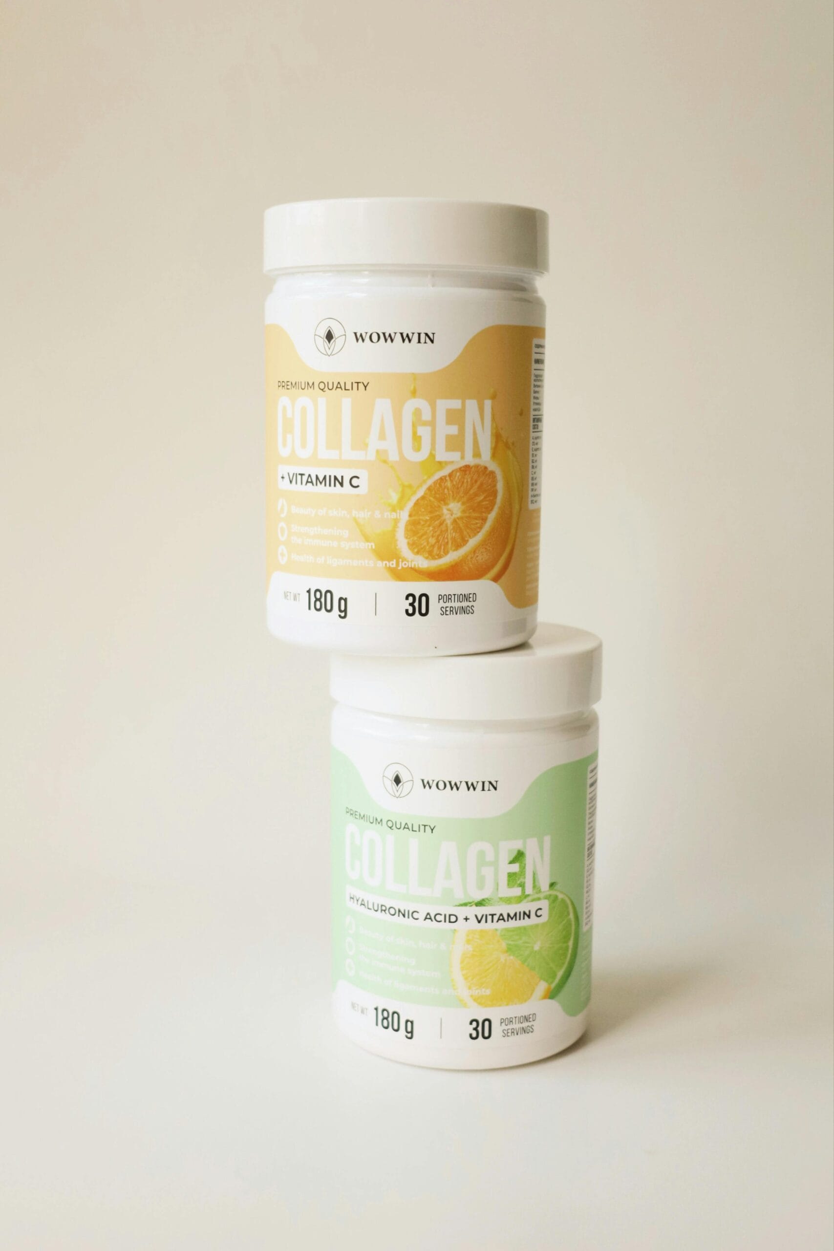 Тwo collagen containers.