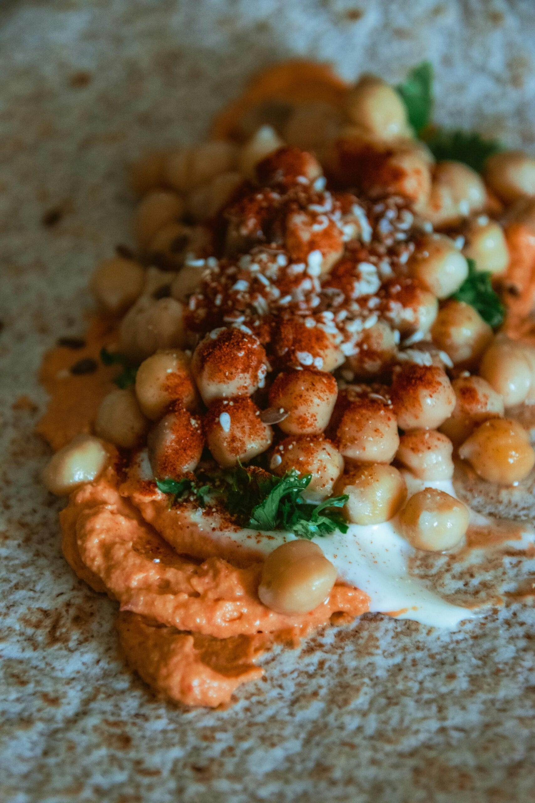 Whole wheat wrap with chickpeas, cucumber, and hummus - one of the easiest healthy lunch recipes